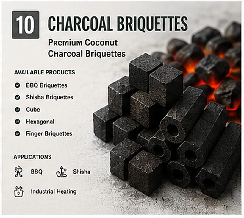 Indonesian coconut-shell charcoal briquettes for export