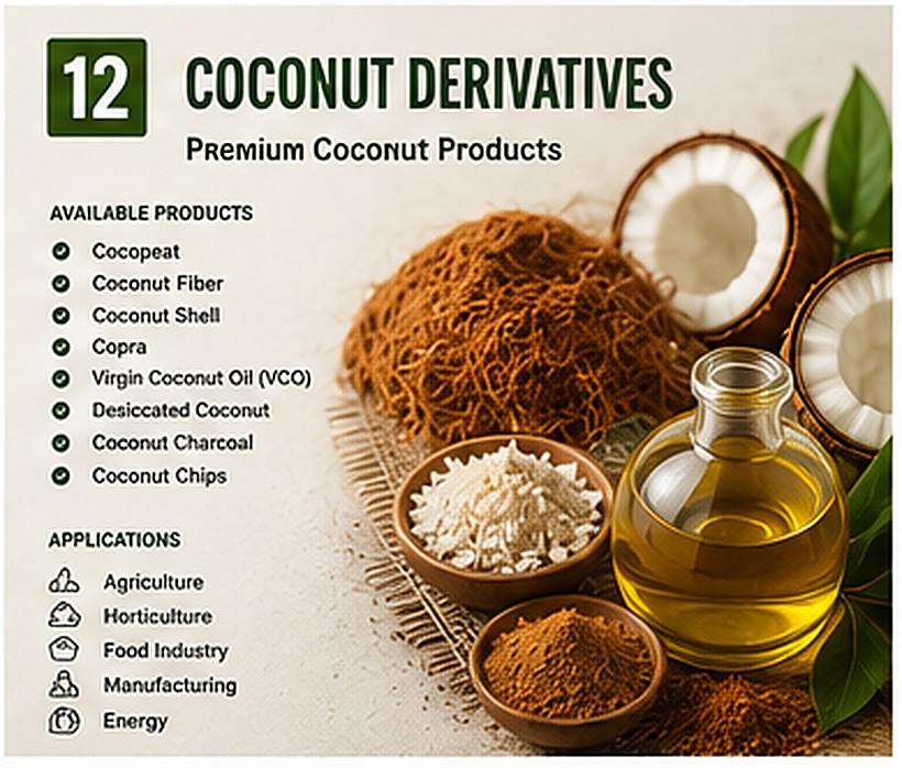 Indonesian coconut derivatives cocopeat copra and VCO for export